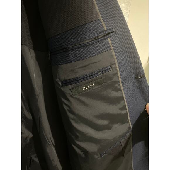 Jos A Bank Traveler blazer sports coat men size 40 long slim navy houndstooth - Picture 6 of 7